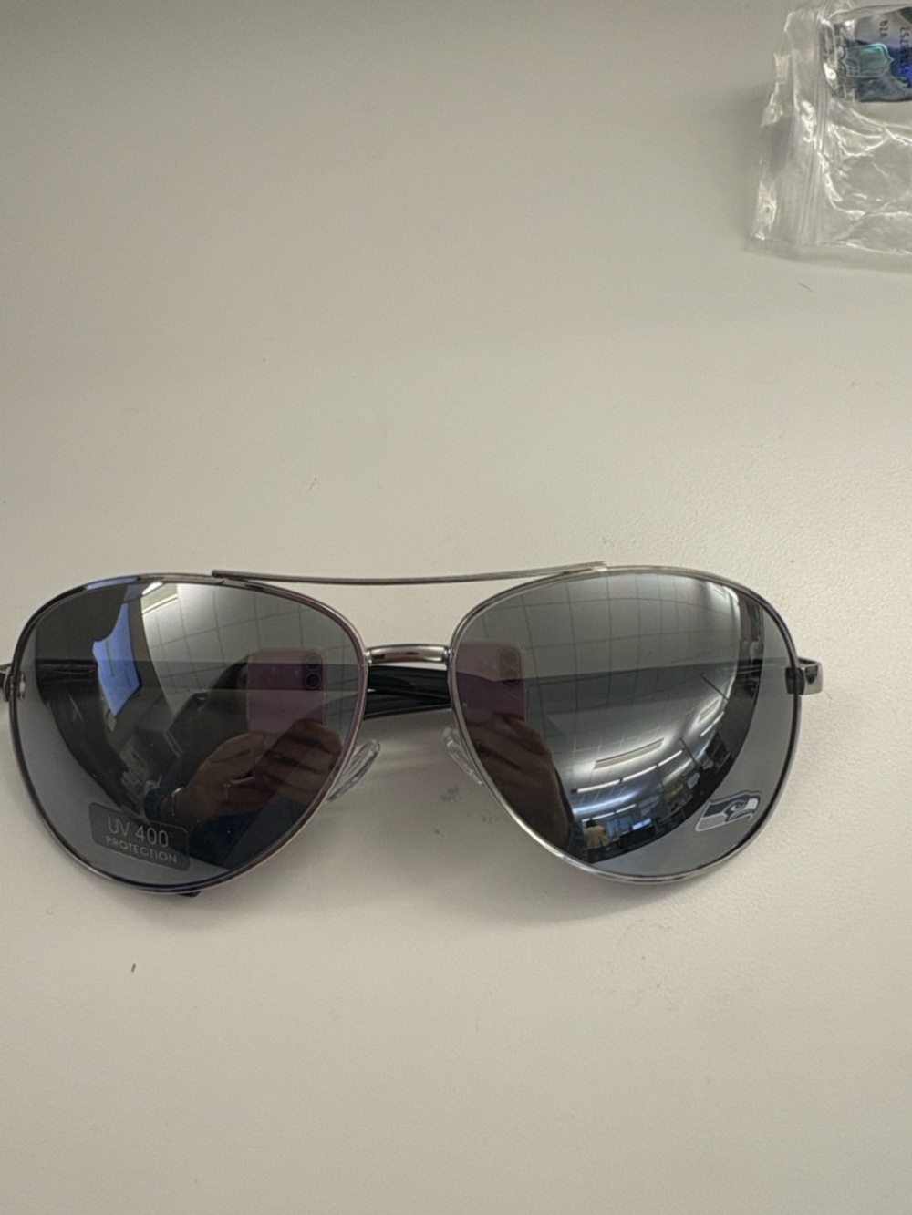 Aviator Sunglasses-Silver Frame w/ Dark Gray Lenses-Seattle Seahawks NFL branded
